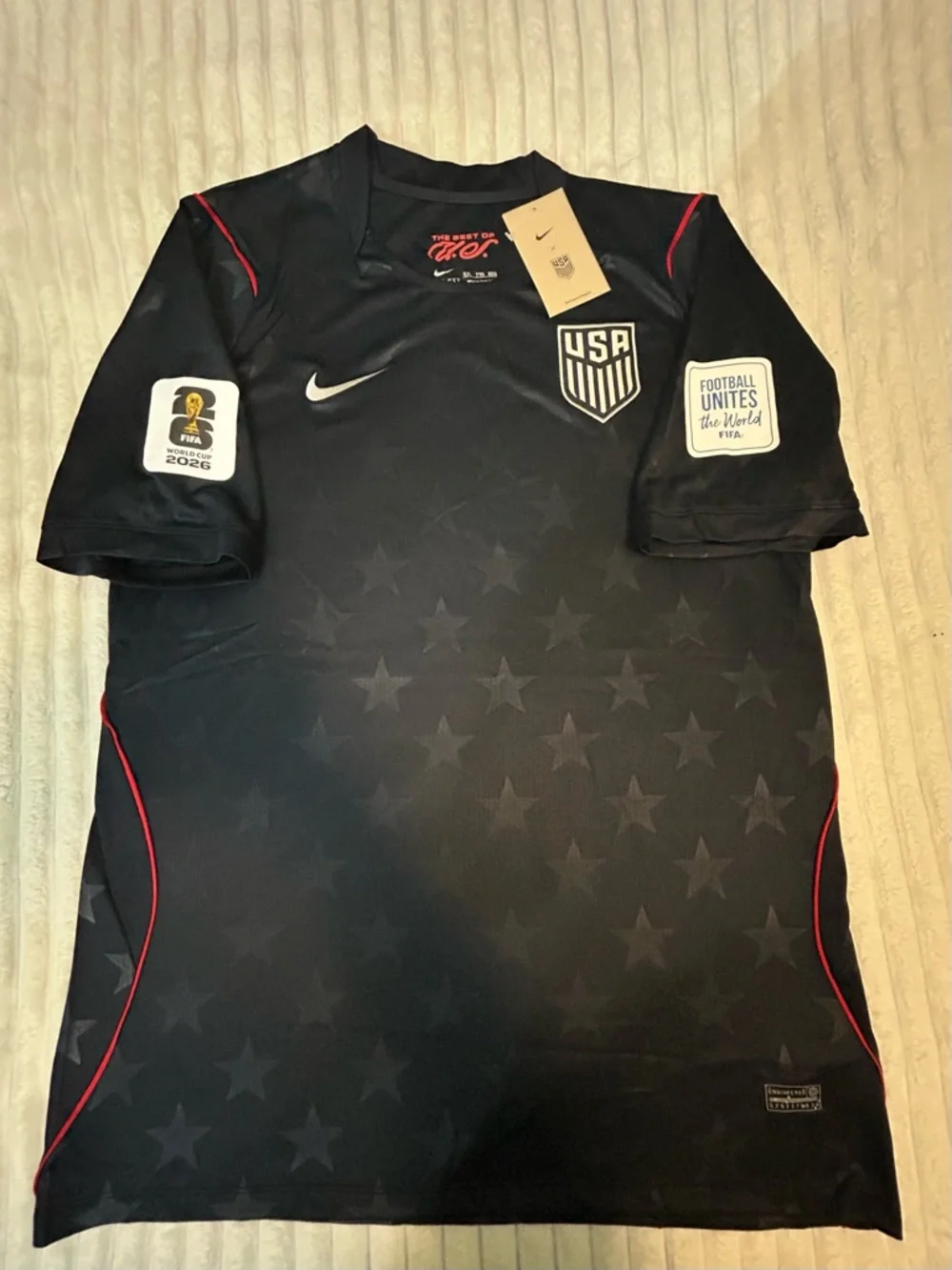 Nike USA Men’s Black Star-Print Soccer Jersey - Picture 2 of 4